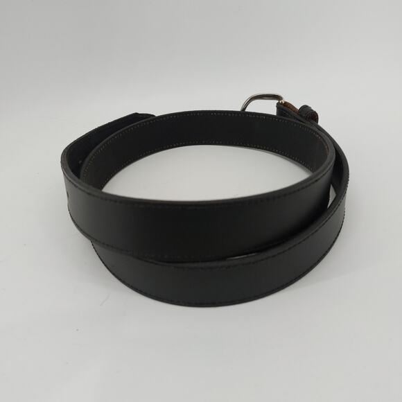 Men's Black Genuine Leather Belt Size 42 Single Prong Buckle - Picture 8 of 10